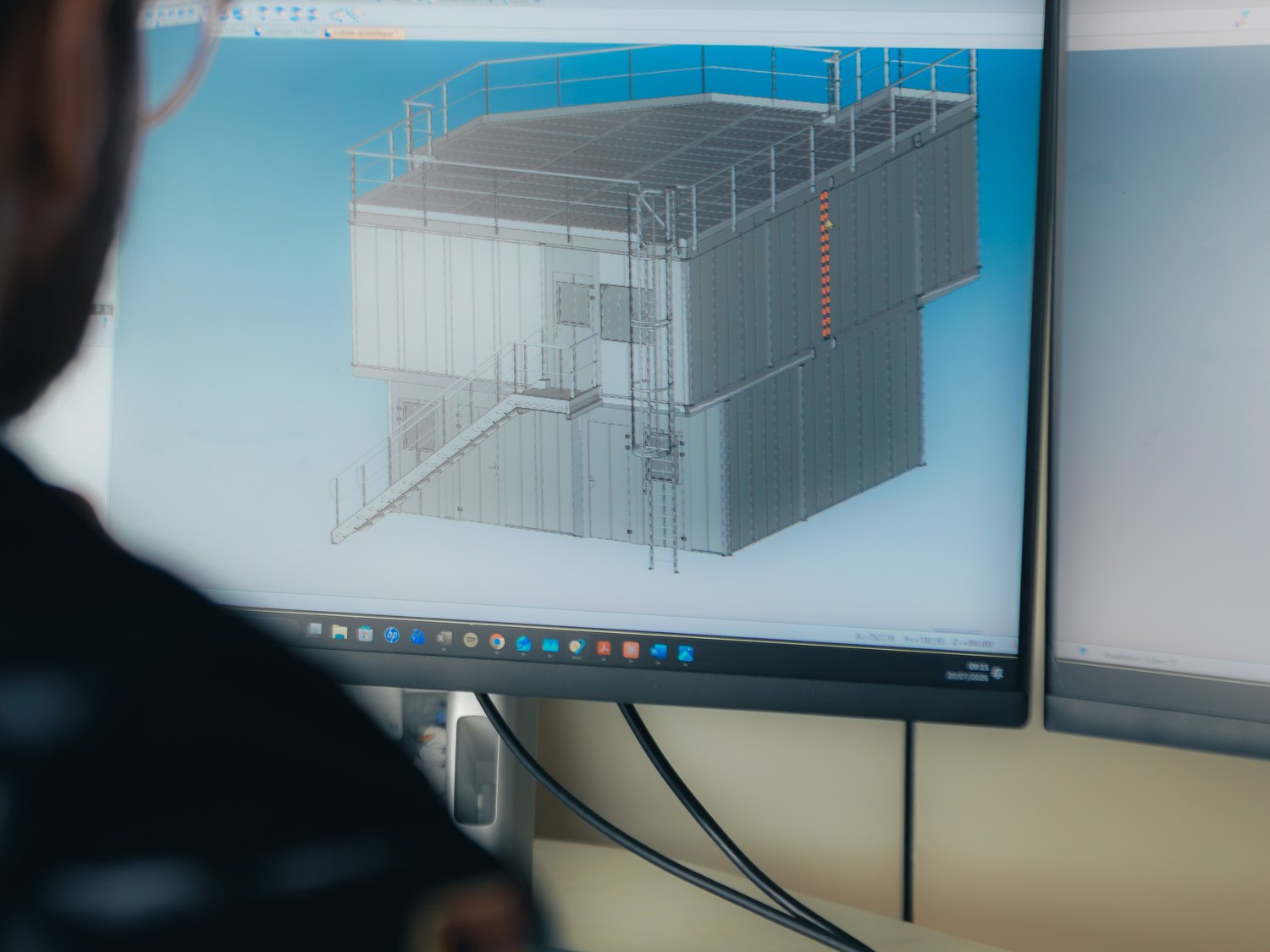 Modélisation en trois dimensions d'un caisson acoustique.